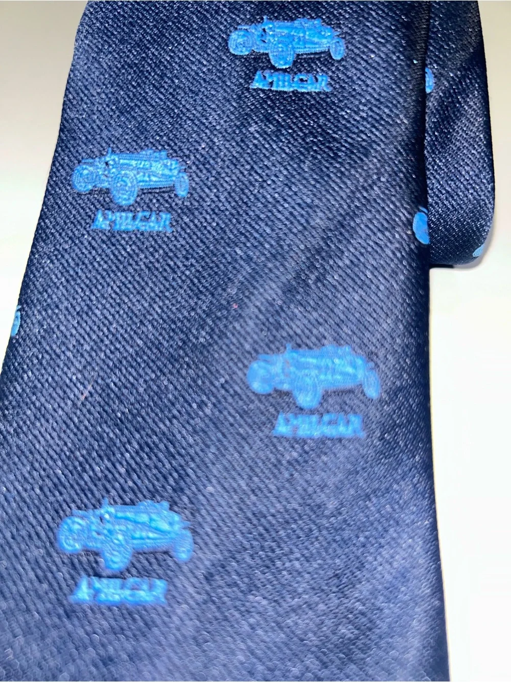Bartex Paris Men's Navy Blue Tie with Light Amlicar Motif